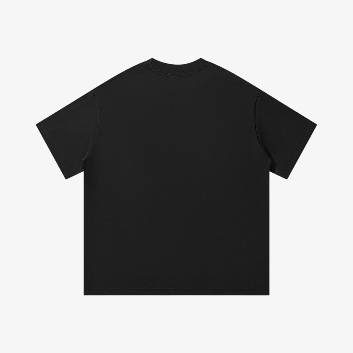 Back view of a Belvarri heavyweight black oversized cotton t-shirt with a clean, minimalist design.