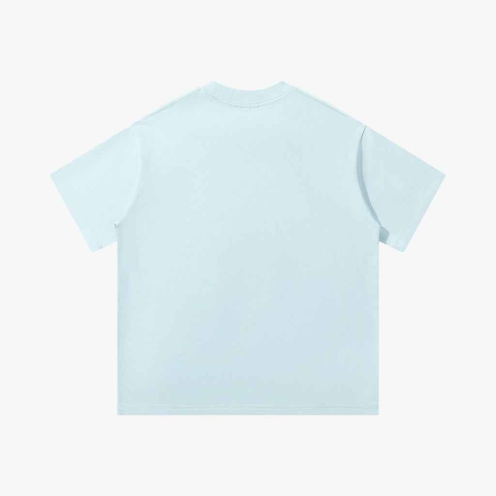 Belvarri oversized heavyweight cotton t-shirt in light blue with a clean round neckline and drop-shoulder silhouette.
