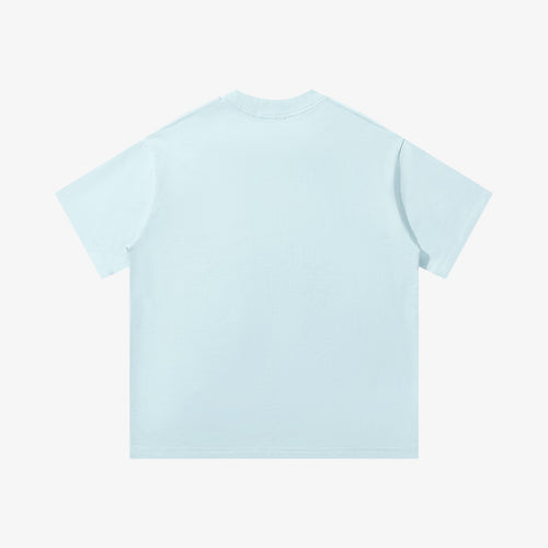 Belvarri oversized heavyweight cotton t-shirt in light blue with a clean round neckline and drop-shoulder silhouette.