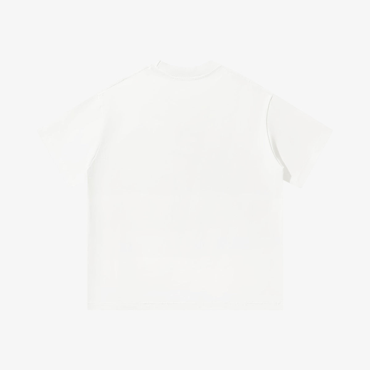 Belvarri white heavyweight oversized cotton t-shirt with drop shoulders and a clean round neckline, back view.